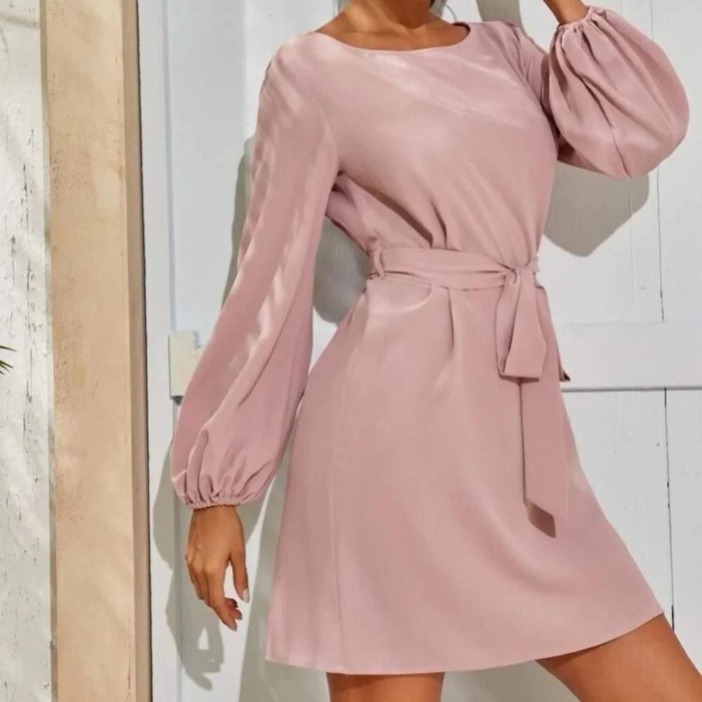 Navy  lantern long sleeve mini dress Minimalist Work